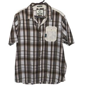 Parish Nation Shirt Mens XL Plaid Short Sleeve Button Pocket Outdoor Plaid